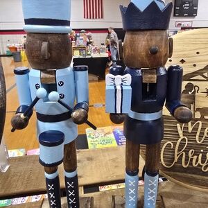 Blue and Navy Wooden Nutcracker Set